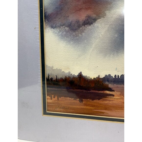 Original Southwest Desert Landscape Watercolor Painting With Double Mat - Picture 3 of 9